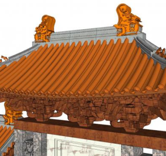 牌坊屋脊兽SU模型下载_sketchup草图大师SKP模型
