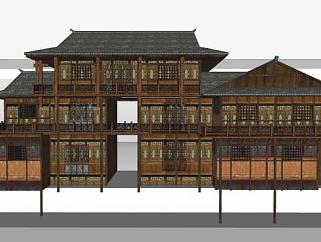 中式古建民房设计SU模型下载_sketchup草图大师SKP模型