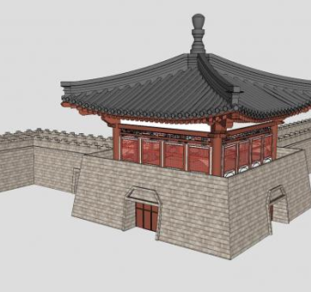 中式仿古城楼SU模型下载_sketchup草图大师SKP模型