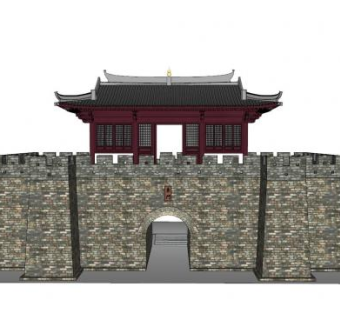 中式东门城墙楼SU模型下载_sketchup草图大师SKP模型
