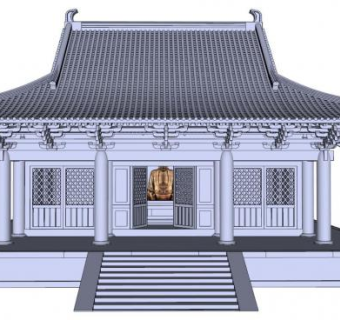 中式古建筑坡屋顶su模型下载_sketchup草图大师SKP模型