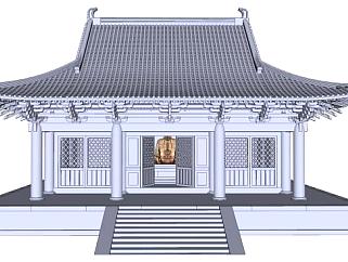 中式古建筑坡屋顶su模型下载_sketchup草图大师SKP模型