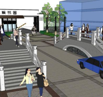 景观入口su模型下载_sketchup草图大师SKP模型