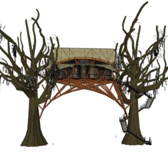 日式树屋SU模型下载_sketchup草图大师SKP模型