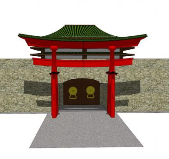 中式城墙设计SU模型下载_sketchup草图大师SKP模型