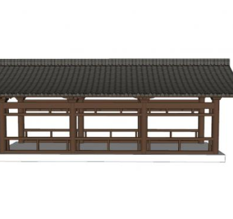 唐朝建筑廊道SU模型下载_sketchup草图大师SKP模型