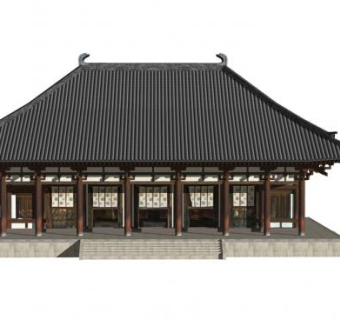 唐朝殿宇建筑SU模型下载_sketchup草图大师SKP模型