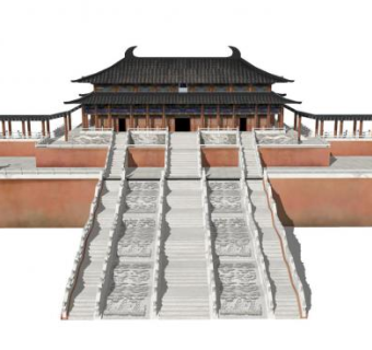 唐朝宫殿建筑SU模型下载_sketchup草图大师SKP模型
