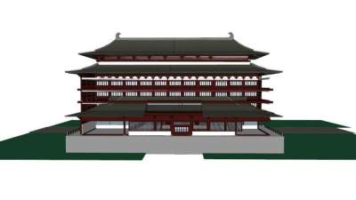 仿古唐朝建筑SU模型下载_sketchup草图大师SKP模型