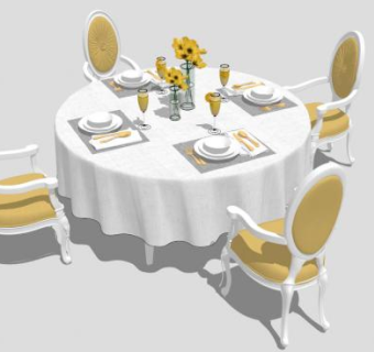 酒店餐厅桌椅su模型下载_sketchup草图大师SKP模型