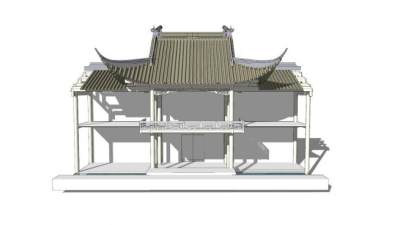 中式戏台建筑SU模型下载_sketchup草图大师SKP模型