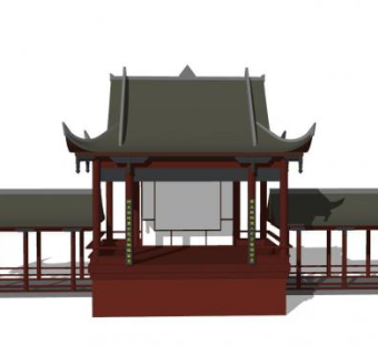 中式私宅戏台SU模型下载_sketchup草图大师SKP模型