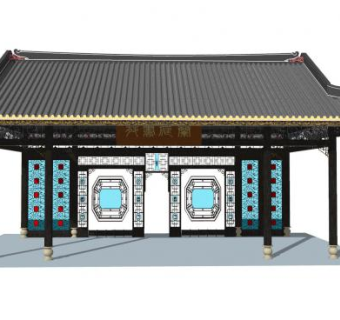 中式建筑戏台SU模型下载_sketchup草图大师SKP模型