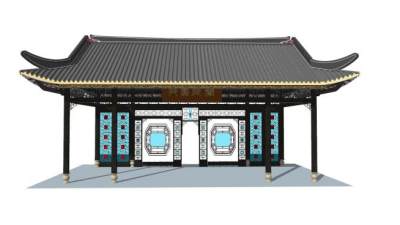 中式建筑戏台SU模型下载_sketchup草图大师SKP模型