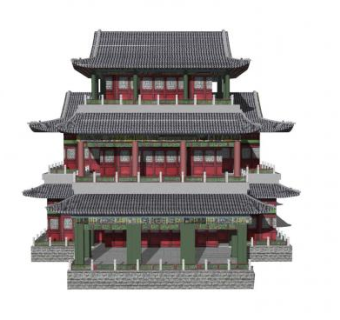 中式阁楼戏台SU模型下载_sketchup草图大师SKP模型