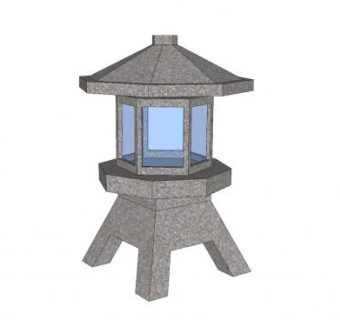 日式庭院石灯装饰SU模型下载_sketchup草图大师SKP模型