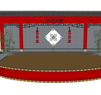 中式平民戏台SU模型下载_sketchup草图大师SKP模型