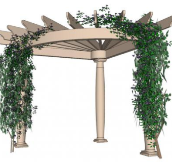 紫藤廊架su模型下载_sketchup草图大师SKP模型