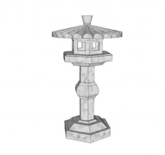 日式大理石地灯SU模型下载_sketchup草图大师SKP模型