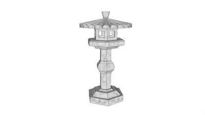 日式大理石地灯SU模型下载_sketchup草图大师SKP模型