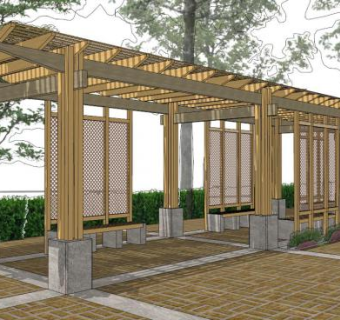 廊架屏风su模型下载_sketchup草图大师SKP模型