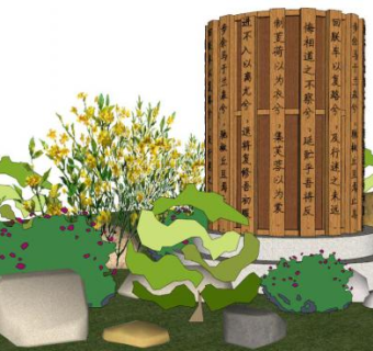 中式小品雕塑su模型下载_sketchup草图大师SKP模型