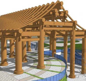 抬梁式构架su模型下载_sketchup草图大师SKP模型