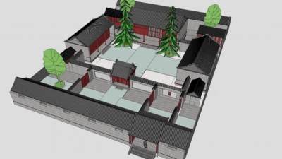 传统四合院建筑SU模型下载_sketchup草图大师SKP模型