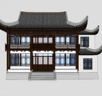 仿古中式房屋建筑SU模型下载_sketchup草图大师SKP模型