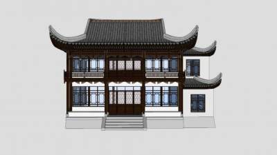 仿古中式房屋建筑SU模型下载_sketchup草图大师SKP模型