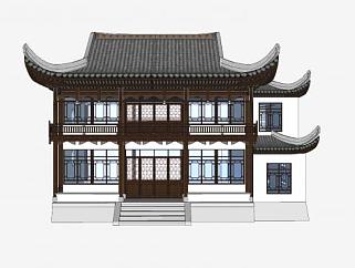 仿古中式房屋建筑SU模型下载_sketchup草图大师SKP模型