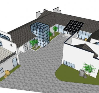 新中式简约建筑会所SU模型下载_sketchup草图大师SKP模型