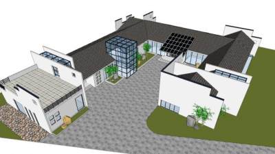 新中式简约建筑会所SU模型下载_sketchup草图大师SKP模型