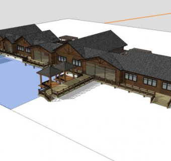 中式休闲建筑会所SU模型下载_sketchup草图大师SKP模型