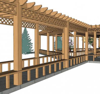 景观长廊su模型下载_sketchup草图大师SKP模型