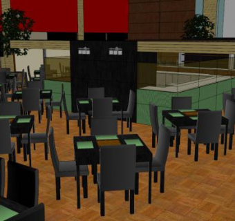 田园风二层咖啡厅su模型下载_sketchup草图大师SKP模型