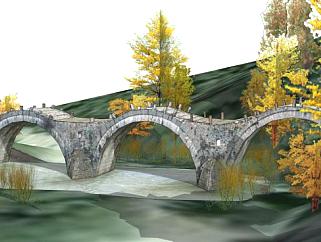 三拱桥su模型下载_sketchup草图大师SKP模型