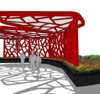 玻璃顶廊架su模型下载_sketchup草图大师SKP模型