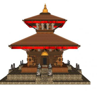古建寺庙SU模型下载_sketchup草图大师SKP模型