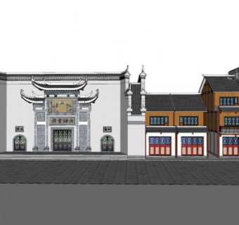 中式雨湖会馆建筑SU模型下载_sketchup草图大师SKP模型