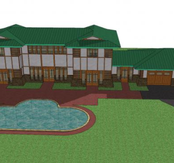 新中式会所设计sketchup模型下载_sketchup草图大师SKP模型