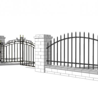 小区入口栏杆su模型下载_sketchup草图大师SKP模型