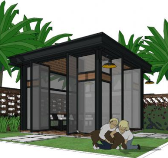 钢架结构阳光房su模型下载_sketchup草图大师SKP模型