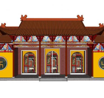 佛教寺庙SU模型下载_sketchup草图大师SKP模型