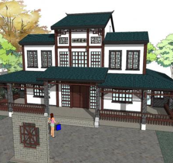 中式居住建筑sketchup模型下载_sketchup草图大师SKP模型