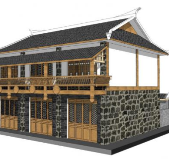 中式仿古居住SU模型下载_sketchup草图大师SKP模型