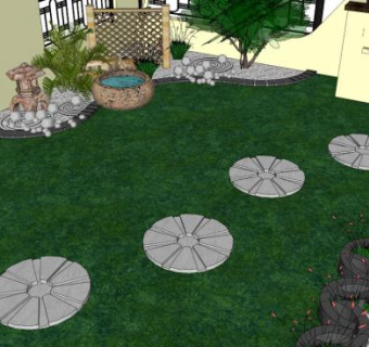 圆形汀步su模型下载_sketchup草图大师SKP模型