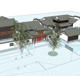 中式府邸建筑SU模型下载_sketchup草图大师SKP模型