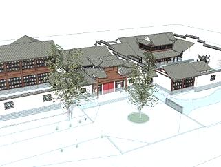 中式府邸建筑SU模型下载_sketchup草图大师SKP模型