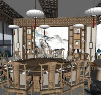 酒店包厢su模型下载_sketchup草图大师SKP模型